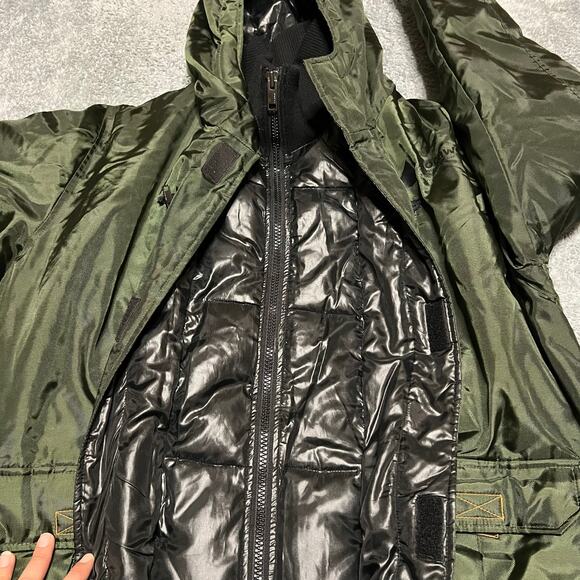 Rocawear Puffer Jacket Mens Large Winter Green Chore Hooded Winter Coat - Picture 7 of 10